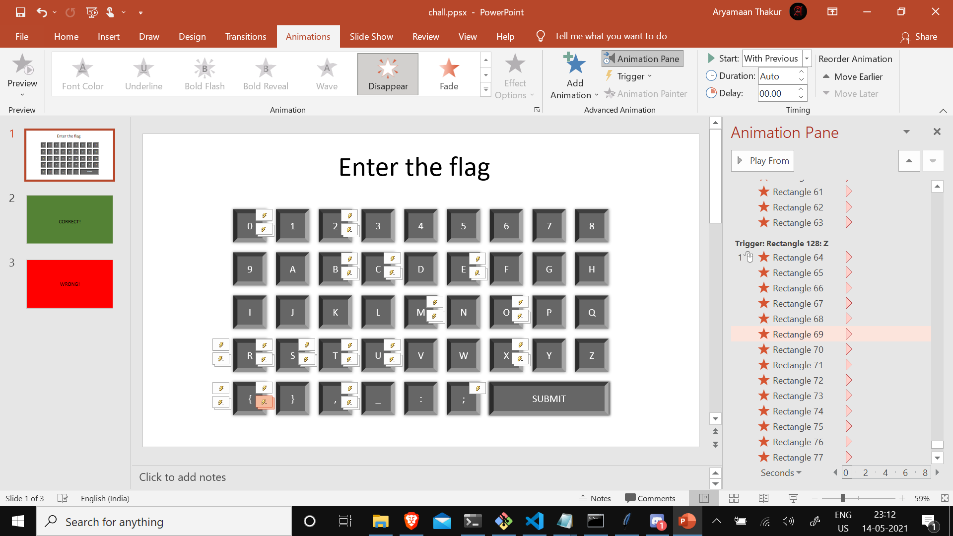 Powerpoint file animations pane